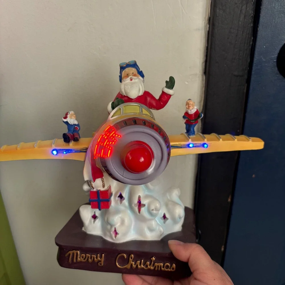 Enchanted Forest Musical Christmas Airplane Santa LED Lights Plays Songs‎